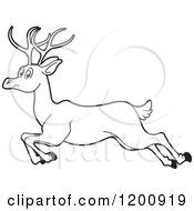 Poster, Art Print Of Black And White Outlined Running Deer