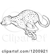 Poster, Art Print Of Black And White Outlined Running Cheetah