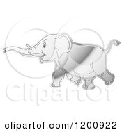 Poster, Art Print Of Reflective Silver Running Elephant