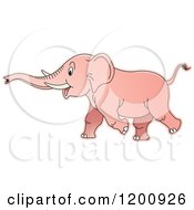Cartoon Of A Pink Running Baby Elephant Royalty Free Vector Clipart