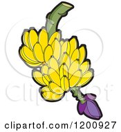 Clipart Of A Fresh Bunch Of Yellow Bananas Royalty Free Vector Illustration