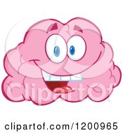 Cartoon Of A Happy Pink Brain Mascot Royalty Free Vector Clipart