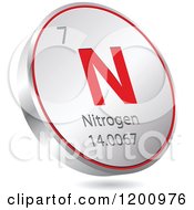 Poster, Art Print Of 3d Floating Round Red And Silver Nitrogen Chemical Element Icon