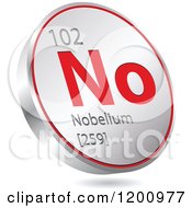 Poster, Art Print Of 3d Floating Round Red And Silver Nobelium Chemical Element Icon