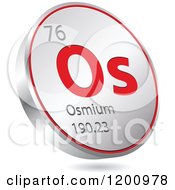 Poster, Art Print Of 3d Floating Round Red And Silver Osmium Chemical Element Icon