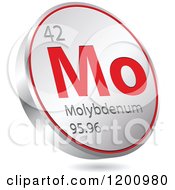 Poster, Art Print Of 3d Floating Round Red And Silver Molybdenum Chemical Element Icon