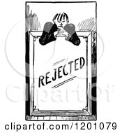 Clipart Of A Vintage Black And White Rejected Man Royalty Free Vector Illustration