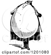 Clipart Of A Vintage Black And White Fat Egg Man Royalty Free Vector Illustration