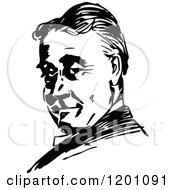 Clipart Of A Vintage Black And White Man Royalty Free Vector Illustration