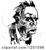 Clipart Of A Vintage Black And White Mad Man Royalty Free Vector Illustration