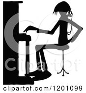 Clipart Of A Vintage Black And White Silhouetted Piano Man Royalty Free Vector Illustration