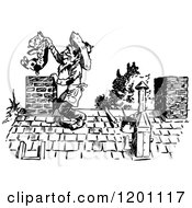 Clipart Of A Vintage Black And White Man Pulling A Dog From A Chimney Royalty Free Vector Illustration by Prawny Vintage