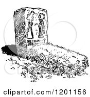 Clipart Of A Vintage Black And White Headstone Royalty Free Vector Illustration