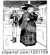 Poster, Art Print Of Vintage Black And White Confused Merchant And Shopping Woman
