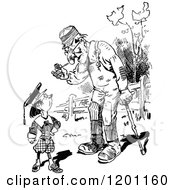 Poster, Art Print Of Vintage Black And White Grandfather And Boy