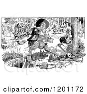 Poster, Art Print Of Vintage Black And White Woodland People