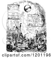 Clipart Of Vintage Black And White Political Pastimes Royalty Free Vector Illustration