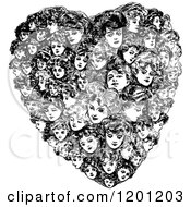 Poster, Art Print Of Vintage Black And White Heart Made Of Women