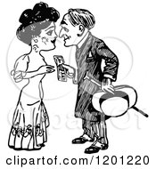 Poster, Art Print Of Vintage Black And White Man Handing Money To A Lady