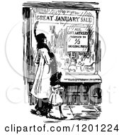 Poster, Art Print Of Vintage Black And White Mother And Daughter Shopping