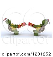 3d Christmas Tortoises Pulling Apart A Cracker
