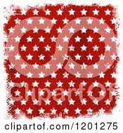 Poster, Art Print Of Grungy White Stars On Red With White Halftone And Grunge Borders