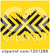 Yellow Background With Grungy Black Chevron Stripes
