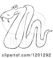 Cartoon Of An Outlined Snake Royalty Free Vector Clipart