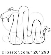 Cartoon Of An Outlined Rattlesnake Royalty Free Vector Clipart