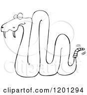 Cartoon Of An Outlined Sleeping Rattlesnake Royalty Free Vector Clipart