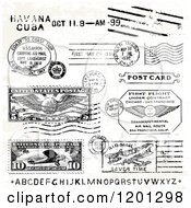 Poster, Art Print Of Vintage Alphabet Leters And Postage Marks