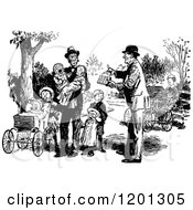Poster, Art Print Of Vintage Black And White Book Seller And Family