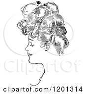 Clipart Of A Vintage Black And White Elegant Lady 3 Royalty Free Vector Illustration