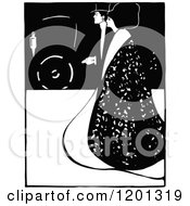 Clipart Of A Vintage Black And White Elegant Couple Walking Royalty Free Vector Illustration