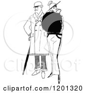 Clipart Of A Vintage Black And White Elegant Couple Royalty Free Vector Illustration