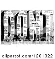 Clipart Of A Vintage Black And White Giant Word DONT Royalty Free Vector Illustration