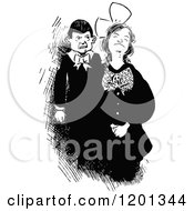 Clipart Of A Vintage Black And White Young Couple Or Siblings Royalty Free Vector Illustration
