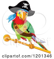 Poster, Art Print Of Pirate Macaw Parrot On A Gold Rod