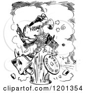 Clipart Of A Vintage Black And White Accident Prone Man Royalty Free Vector Illustration