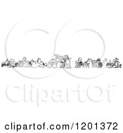 Clipart Of A Vintage Black And White Cartoon Strip Border 2 Royalty Free Vector Illustration