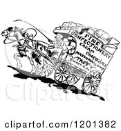 Clipart Of A Vintage Black And White Confectionery Carriage Royalty Free Vector Illustration