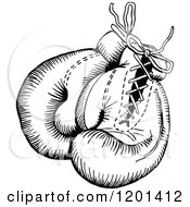 Clipart Of A Vintage Black And White Pair Of Boxing Gloves Royalty Free Vector Illustration by Prawny Vintage