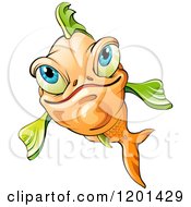 Poster, Art Print Of Smiling Orange Fish With Green Fins