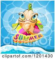 Poster, Art Print Of Smiling Orange Fish Over Water And Summer Text