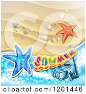 Poster, Art Print Of Starfish With Snorkel Gear Over A Beach And Summer Text