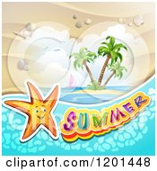 Poster, Art Print Of Starfish Over An Island And Summer Text