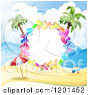 Poster, Art Print Of Colorful Round Splash Frame Over A Beach