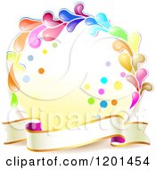Poster, Art Print Of Colorful Round Splash Frame With A Ribbon Banner