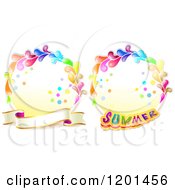 Poster, Art Print Of Colorful Round Splash Frames With Summer Text And A Banner