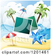 Poster, Art Print Of Starfish Over A Beach With Instant Photos 3